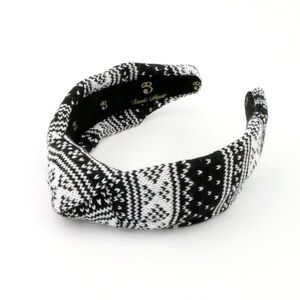 142. The Brooke Shade Winter Black FairIsle Sweater Low Knot Headband